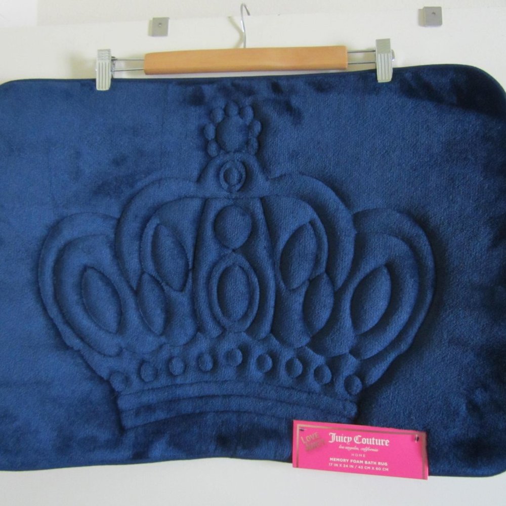 Juicy Couture Crown Blue Bathroom Memory Foam Bath Rug Mat Shower Home
